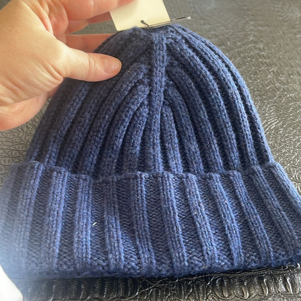 UGG Blue Navy Beanie Hat -Solid Rib One Size - Picture 5 of 6